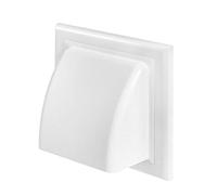 White Cowled Gravity Flap - 125mm - Wall Outlets with Flange and Back Flow Valve - Fan Cowl.