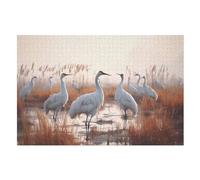 White Crane Wooden Jigsaw Puzzles 1000 Pieces Family Activity Puzzle Educational Games for Adults And Kids Age 12 Years Up (75×50cm)