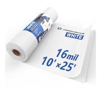 White Crawl Space Vapor Barrier, 16 Mil Vapor Barrier, 10' x 25', White Thick Plastic Sheeting, Heavy Duty Polyethylene Film, White Plastic Drop Cloth Covering for Crawlspace, Basement