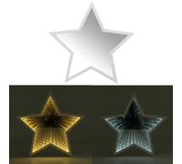 (White) Creative Cute Star Mirror Lamp LED Tunnel Night Light for Kid Gift Atmosphere Light White/Warm White