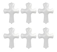 White Cross Balloon God Bless Baptism Decoration Happy Easter Supplies, 6 Pack Religious Cross Balloons For Birthday First Holy Communion Christening Confirmation Funeral Memorial Wedding Decoration