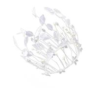 White Crown Cake Ornament with Bead Leaf Design for Pastries | Reusable Party Accent, Quick Birthday and Anniversary Decoration, Suited to Fruit Trays and Dessert Tables