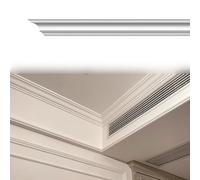 White Crown Molding Foam Trim 2.40mLightweight Decorative Wall Molding Strips for Bathroom & Living Room Paintable Mirror Borders 2 3/8" (6 cm) Height