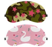 White Crown Swan Green Leaves Pink 2-Pack Light-Blocking Soft Breathable Eye Patch Sleeping Masks