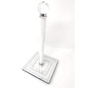 White Crushed Diamond Crystal 31cm Diamante Freestanding Chrome Kitchen Roll Holder, Countertop Paper Towel Dispenser