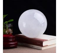 White Crystal Ball Power Stone Round Sphere Figurine Pedestal,110mm