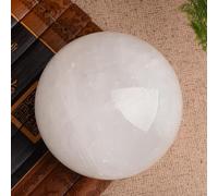 White Crystal Ball, Power Stone, Round, Sphere, Ornament, Interior, Nepal, with Base,120mm