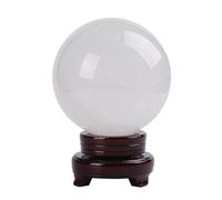 White Crystal Ball with Stand Sphere Gemstone for Decoration Scrying Mirror Feng Shui Gifts,10cm/3.9in