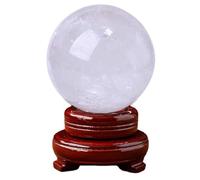 White Crystal Ball with Stand Sphere Smelting Quartz Gemstone for Witchcraft Fengshui Altar Decor Home Gift,2in(50mm)