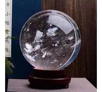 White crystal clear cast quartz ball aura gemstone mineral specimen lucky home decoration home decor(11.5-12cm)