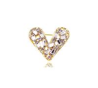 White Crystal Heat Shape Brooches Pins Dainty Rhinestone Love Heart Brooches Women Girls Valentine's Day Gift, Metal, rhinestone