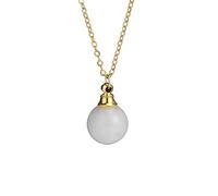 White Crystal Necklace with Golden Chain,Essential Oils Diffuser Necklaces for Women Fshion Small Ball Pendant Chork Amulet Jewelry Gifts for Girls Birthday Christmas White Crystal