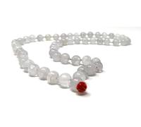 White Crystal Original Sphatik Mala, Lab Certified Natural Sphetic Mala Rock Crystal Jaap Mala Japp Quartz Stone Semi-Transparent Beads, .60 g Prayer Necklace 108 Beads with certificate
