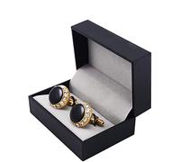 White Crystals Cufflinks Shirts Men Gold Color Cuffs Buttons Black Enamel Cuff Links Wedding Groomsmen Gift