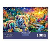White Cub by A Glowing Stream 1000Pc Jigsaw Puzzle The Forest King Perfect for Family Puzzle Nights, Adults & Kids 52x38cm/1000pcs
