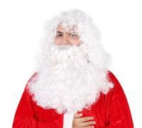 White Curly Santa Claus Wig Beard Long Cosplay Props | High Temperature Wire, Party Fancy Dress Use, Skin Safe Practical Wear, Stylish White Finish