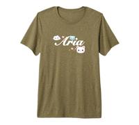 White Cursive Writing Personalized Name Aria Kawaii Premium T-Shirt