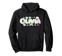 White cursive writing personalized name Olivia Pullover Hoodie