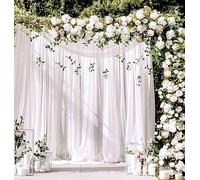 White Curtain Backdrop Wedding Backdrop Curtains 10ft x 10ft Chiffon Backdrop Drapes Panels for Outdoor Wedding Arch Birthday Party Decorations