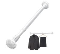 White Curtain Pole 50-80cm Extendable Shower Rail 27mm No Drill Curtain Pole Hold up to 90KG Telescopic Clothes Hanging Bar Rail