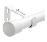 White Curtain Pole Extendable Curtain Rods Heavy Duty Curtain Poles with Brackets for Living Room Windows Door(84-155CM Φ25mm)