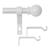 White Curtain Rods for Windows 28 to 62 inch, Splicing Adjustable 5/8 Diameter Curtain Rod Set, Decorative Standard Drapery Rod for Living Room, Heavy Duty Metal Curtain Pole, Easy Install