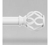 White Curtain Rods for Windows 30 to 56 Inch, 1 Inch Adjustable Decorative Window Treatment Rods with Aluminium Twisted Cage Finials, Heavy Duty Metal Farmhouse Drapery Pole, Easy Install