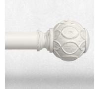 White Curtain Rods for Windows 48 to 84 Inch, Antique Decorative 1 Inch Adjustable Heavy Duty Window Treatment Rods, Vintage Rustic Farmhouse Drapery Rod with Boho Netted Texture Finials