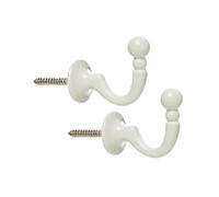 White Curtain Tassel Hooks Ball End Curtain Drape Tassel Screw In Hooks U Shaped Curtain Tie Hooks White Curtain Tie Back Fixings for Curtains Clothes Coat Hanger Hook Pack of 2.