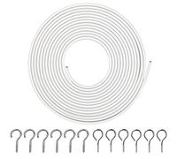 White Curtain Wire 5 Meter Wall Decor Picture Hanging Kit with 6 Pairs of Screw Eyes and Hooks for Net Curtain Rods Clothesline Hanging Decor
