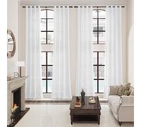 White Curtains 120 Inches Long for Living Room Patio Sliding Glass Door Grommet Semi Sheer Light Filtering Cotton Drapes for Villa Cottage Large Window Boho Neutral 120 Inch Length Curtain 10FT