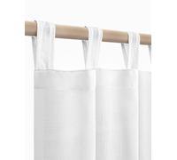 White Curtains 54 Inch Length for Kitchen Farmhouse 2 Panels Tab Top Casual Woven Linen Semi Sheer Short Cafe Tier Curtains for Bathroom Small Windows Basement Door Boho Rustic Decor 52x54 Long