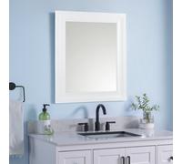 White Curved Rectangular Wall-Mounted Framed Mirror, (H)63Cm (W)53Cm