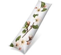 White Cushion Covers 40 x 145 cm Side Sleeper Pillow Cover Flower Pattern Design Waterproof Velvet Pillow Cases Double-Sided Printing with Invisible Zipper for Bedroom Bed, Gifts for Women, Model1783