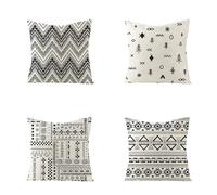 White Cushion Covers 45 x 45 cm African Sofa Cushion Covers Square Linen Throw Pillow Covers Set of 4 Cushion Covers with Invisible Zipper Garden Cushions for Couch Bedroom Farmhouse Home Decor M 467