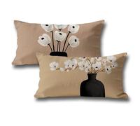 White Cushion Covers 50 x 100 Outdoor Cushions Flowers Sofa Cushions, Rectangle Linen Autumn Decorations Throw Pillow for Christmas Halloween Decorations Home Room Decor Pillow Cases 2 Pack q-493