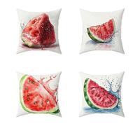 White Cushion Covers 50X50CM Set of 4 Outdoor Waterproof Cushions Watermelon Decorative Soft Square Cases with Invisible Zipper for Sofa Bed Garden Bedroom Outdoor Home Decor, Autumn Gifts E-TL438
