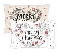 White Cushion Covers 50x60cm Christmas Cushions 50 x 60 Pillow Cases Set of 2 Decorative Pillows with Invisible Zipper,Velvet Breathable,Durable Fade-Resistant,Autumn Bed Decor Living Room Sofa,144-j