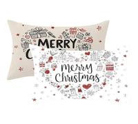 White Cushion Covers 50x70cm Christmas Cushions 50 x 70 Pillow Cases Set of 2 Decorative Pillows with Invisible Zipper,Linen Breathable,Durable & Fade-Resistant,Autumn Bed Decor Living Room Sofa,144-j