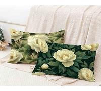 White Cushion Covers 60 x 80cm Set of 2, Flower Rectangle Cushion Covers Waterproof Linen Sofa Cushions with Invisible Zipper Bedroom Accessories Decorative Pillows for Room Decor, Gifts -lsy25012RN