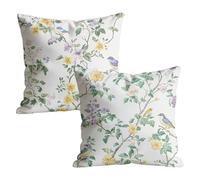 White Cushion Covers 80 x 80cm Waterproof Linen Pillow Cases 2 Pack, Double-Sided Plant Print with Invisible Zipper, Easter Home Decoration Sofa Cushions for Bedroom Garden Outdoor 32x32 inch M-w-1712