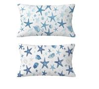 White Cushion Covers Large Autumn Cushion Covers 50x90cm Garden Cushions Velvet Pillow Case Pack of 2 Decorative Pillows with Invisible Zipper for Christmas Halloween Decorations,Gift, Starfish md-755