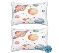White Cushions 40 x 60 cm, Planet Cushion Covers 2 Pack, Autumn Decorative Pillows, Soft Throw Pillow Case, Sofa Cushions with Invisible Zipper, for Couch Bed Living Room Fall Decor 14x14 Inch -DF325
