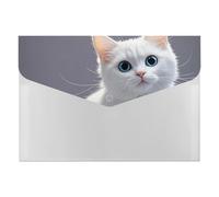 White Cute Cat File Folder 6-Pocket, Waterproof Accordion File Organizer with Snap Closure, Expanding Document Holder for Office, Home