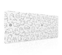 White Cute Cat Gaming Mouse Pad XL Kawaii Kittens Anime Aesthetic Extended Big Large Desk Mat Non-Slip Rubber Base Stitched Edge Long Keyboard Mousepad for PC Computer Laptop,31.5×11.8 in