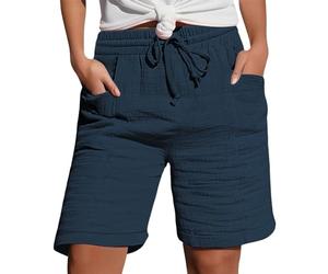 White Cycling Shorts Women Knee Length Cropped Trousers Ladies Solid Drawstring Hot Pants with Pockets Half Length Capri Bermuda Shorts My Orders UK 2025