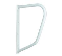 White D-Shape Metal Handrail - Tubular Steel Frame - 510mm Depth - Wall Mounted - Durable Epoxy Finish - Indoor or Outdoor Use