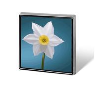 White Daffodil Backpack Pin Cute Brooch Decoration Brooches for Women Mens Lapel Pins for Suits Fashion Button Badges for Hat Backpacks Purses Jackets Shirt Suit Lapels-Square