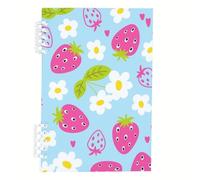 White Daisies and Hearts Notebook, Pink Strawberries A5 Notebooks, Lined Paper A5 Notebook Spiral Bound 120Pages/60Sheets, Workbook for Writing, Lined Book for Dairy, Journaling Supplies Women Man