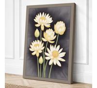 White Daisies Botanical Canvas Wall Art Print 36x24 Inch (91 x 61 cm)